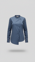 Slate Blue Asymmetrical Poplin Blouse