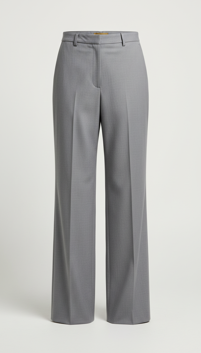 Cloud Gray Tailored Wide-Leg Trousers