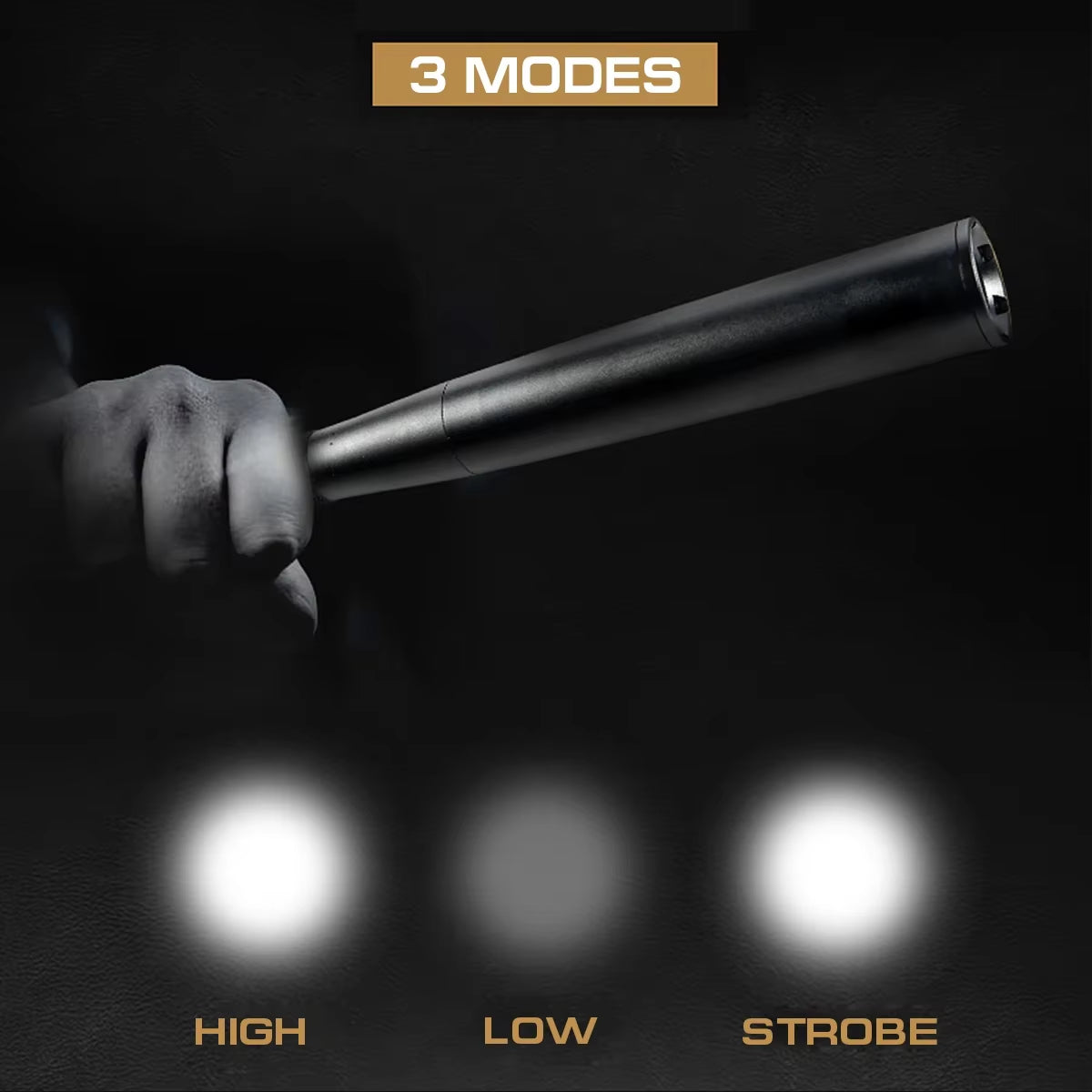 Baseball Bat LED Flashlight Waterproof Super Bright Baton Aluminium Alloy Torch for Emergency Self Defense anti Riot Equipment